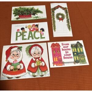 Vintage a lot of 5 used Christmas greeting cards